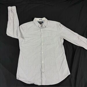 Original Penguin Heritage Slim Mens White Striped Long Sleeve Button Up Shirt L